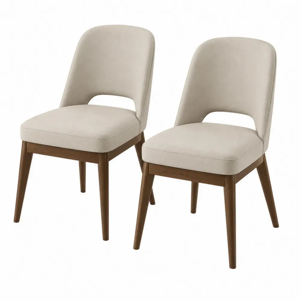 sillas de comedor juego de 2 madera maciza tapizadas beige 45 x 52 x 88 cm estilo moderno patas madera natural