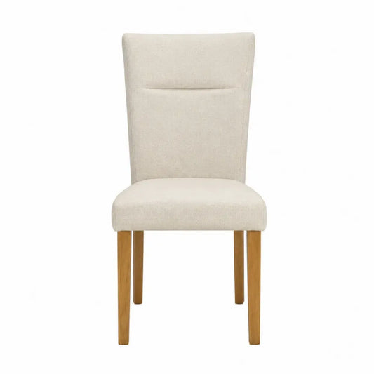 Silla de comedor 88 cm madera maciza de haya asiento tapizado beige respaldo acolchado patas madera natural diseño moderno