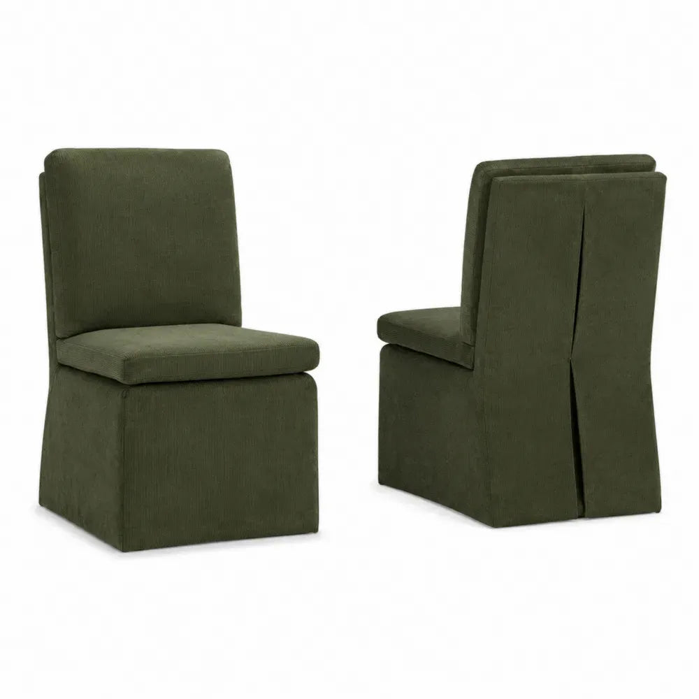 Set de 2 sillas de comedor tapizadas en poliéster acanalado verde oliva 50 x 55 x 85 cm