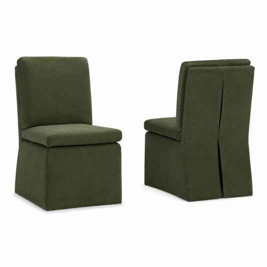 Set de 2 sillas de comedor tapizadas en poliéster acanalado verde oliva 50 x 55 x 85 cm